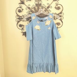 Guess kids chambray cold shoulder dress
